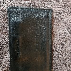 Coach Black Leather Coin Purse and 5 Slot Card Holder.